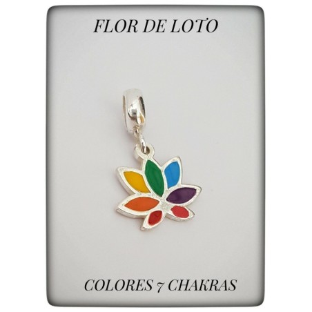 flor de loto reiki yoga abalorio plata de ley chakras