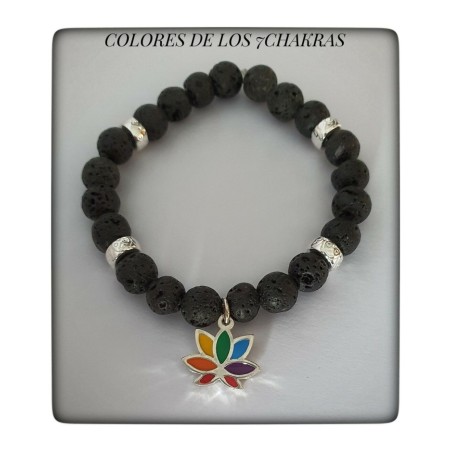 flor de loto pulsera piedra volcánica