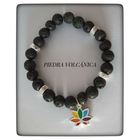 flor de loto pulsera piedra volcánica